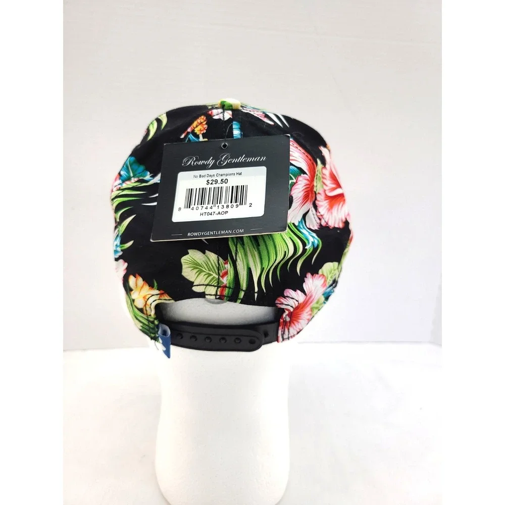 Rowdy Gentlemen SNAPBACK Hat black w/ colorful Floral designs~ fully adjustable